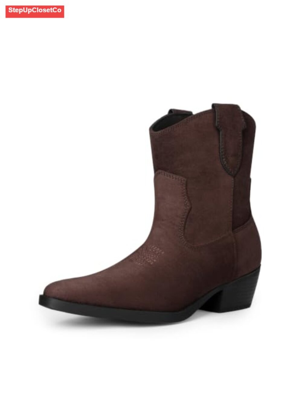 Women's Western Cowgirl Ankle Boots Snip Toe Pull-On Block Heel